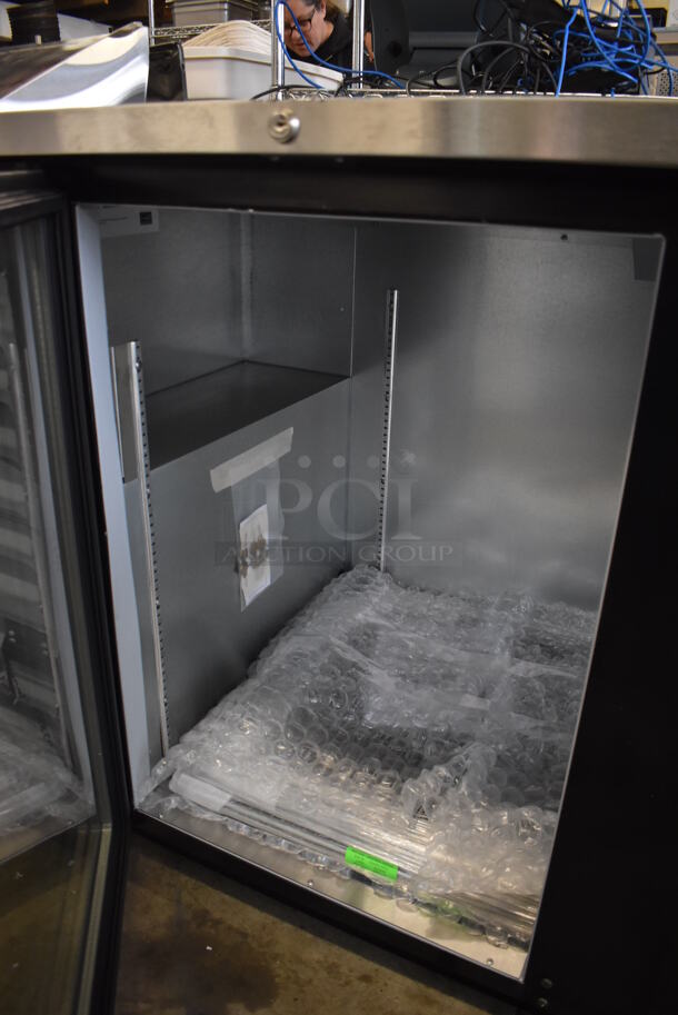 BRAND NEW SCRATCH AND DENT! Beverage Air BB94HC-1-G-B Stainless Steel Commercial 3 Door Back Bar Cooler Merchandiser. One Door Is Not Attached Due To Broken Hinges. 115 Volts, 1 Phase. 95.5x28.5x37.5. Tested and Working! - Image 5 of 12