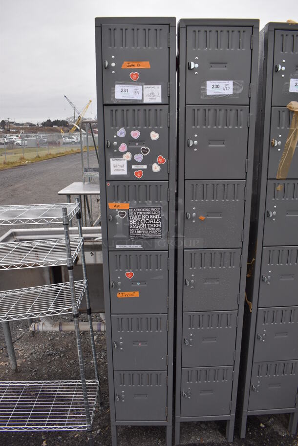 Gray Metal 6 Cubby Locker. 12x12x78