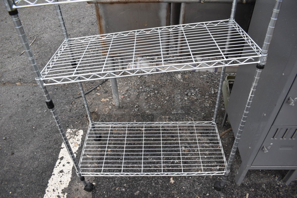 Chrome Finish 4 Tier Wire Shelving Unit on Casters. BUYER MUST DISMANTLE. PCI CANNOT DISMANTLE FOR SHIPPING. PLEASE CONSIDER FREIGHT CHARGES. 30x14x50 - Image 2 of 3