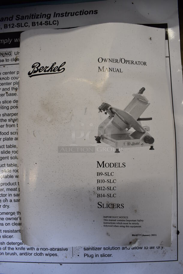 BRAND NEW SCRATCH AND DENT! 2022 Berkel B14-SLC Stainless Steel Commercial Countertop Meat Slicer w/ Blade Sharpener. Missing Center Plate Locking Knob. 115 Volts, 1 Phase. 27x26x26. Tested and Does Not Power On - Needs New Power Switch - Image 8 of 9