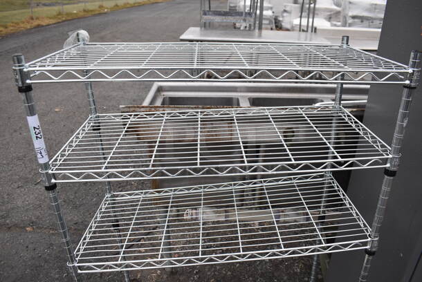Chrome Finish 4 Tier Wire Shelving Unit on Casters. BUYER MUST DISMANTLE. PCI CANNOT DISMANTLE FOR SHIPPING. PLEASE CONSIDER FREIGHT CHARGES. 30x14x50 - Image 3 of 3