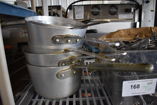 ALL ONE MONEY! Tier Lot of Various Items Including Silverware, Silverware Holder, Poly Bin and 12 Metal Sauce Pans - Image 4 of 6