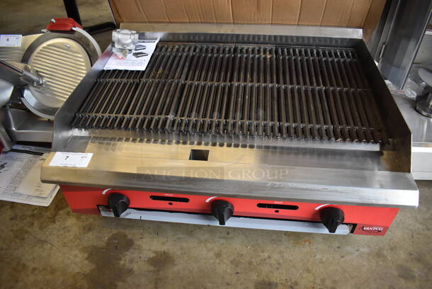 BRAND NEW SCRATCH AND DENT! 2022 Avantco 177CAG36RC Stainless Steel Commercial Countertop Natural Gas Powered Charbroiler Grill. 30,000 BTU. 36x29x16. Tested and Working! - Image 2 of 10