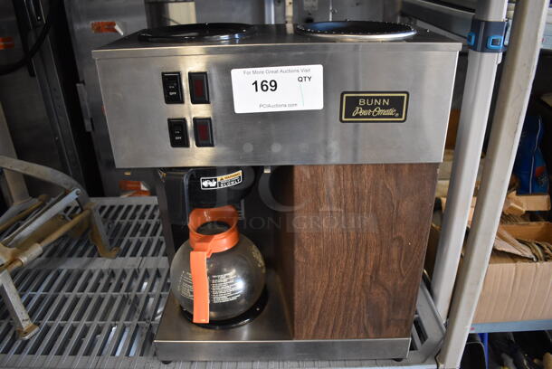 Bunn VPR Stainless Steel Commercial Countertop 2 Burner Coffee Machine w/ Poly Brew Basket and Coffee Pot. 120 Volts, 1 Phase. 16x8x20