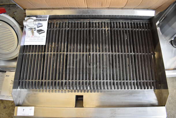 BRAND NEW SCRATCH AND DENT! 2022 Avantco 177CAG36RC Stainless Steel Commercial Countertop Natural Gas Powered Charbroiler Grill. 30,000 BTU. 36x29x16. Tested and Working! - Image 3 of 10