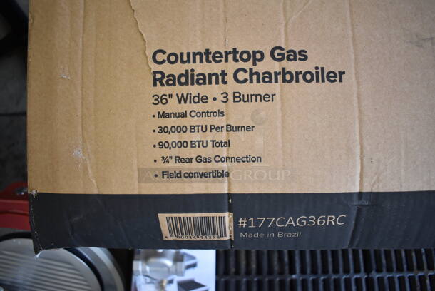 BRAND NEW SCRATCH AND DENT! 2022 Avantco 177CAG36RC Stainless Steel Commercial Countertop Natural Gas Powered Charbroiler Grill. 30,000 BTU. 36x29x16. Tested and Working! - Image 7 of 10