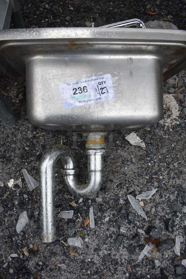 Stainless Steel Commercial Single Bay Wall Mount Sink w/ Faucet and Handles. 17x15x30 - Image 4 of 4