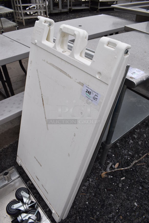 3 A Frame Sidewalk Signs; 1 Poly and 2 Metal. 25x4x46, 24x4x40. 3 Times Your Bid! - Image 1 of 3