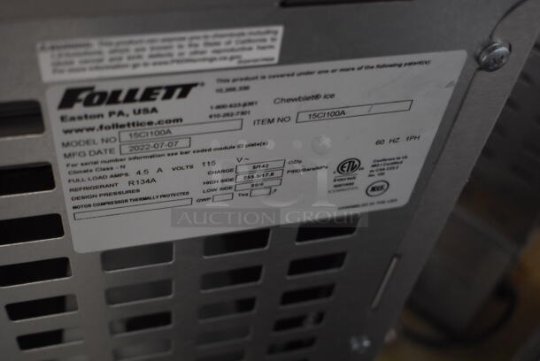 BRAND NEW SCRATCH AND DENT! 2022 Follett 15CI100A Metal Commercial Countertop Nugget Ice Maker / Dispenser and Water Dispenser. 115 Volts, 1 Phase. 14x24x24. Tested and Working! - Image 6 of 9