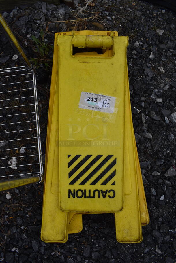3 Various Yellow Poly Wet Floor Caution Signs. 11x1x24, 12x1x24. 3 Times Your Bid! - Image 1 of 3