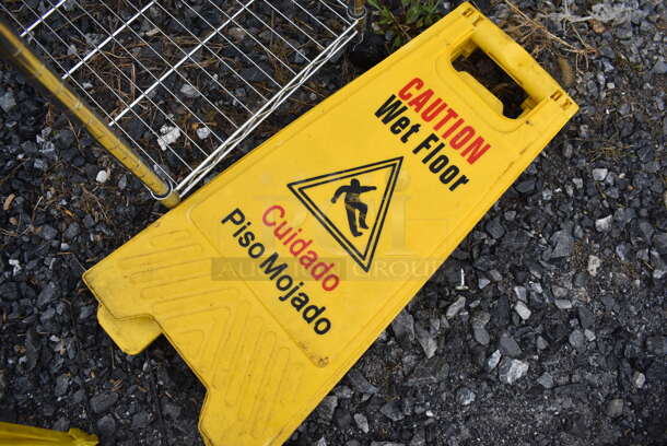 3 Various Yellow Poly Wet Floor Caution Signs. 11x1x24, 12x1x24. 3 Times Your Bid! - Image 3 of 3