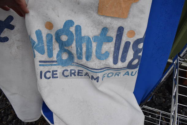 3 Blue and White Patio Umbrellas. 54". 3 Times Your Bid!  - Image 3 of 4
