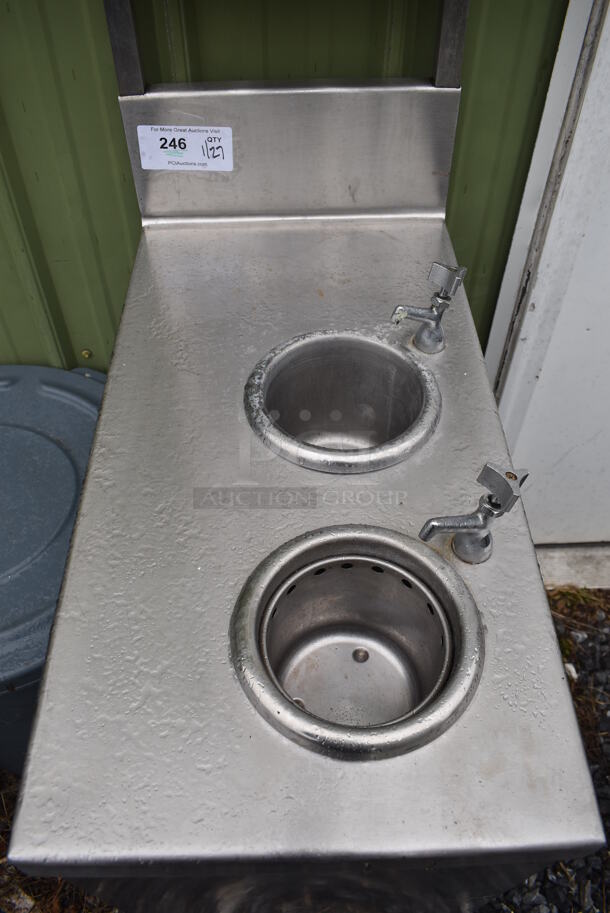 Stainless Steel Commercial Table w/ 2 Wells, 3 Cup Dispensers. 14x28x71 - Image 3 of 4