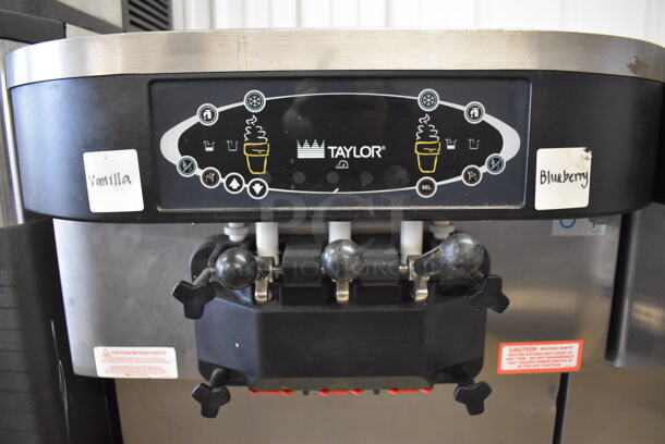 Taylor C713-33 Stainless Steel Commercial Water Cooled Floor Style 2 Flavor w/ Twist Soft Serve Ice Cream Machine on Commercial Casters. 208-230 Volts, 3 Phase. 26x37x60 - Image 4 of 10