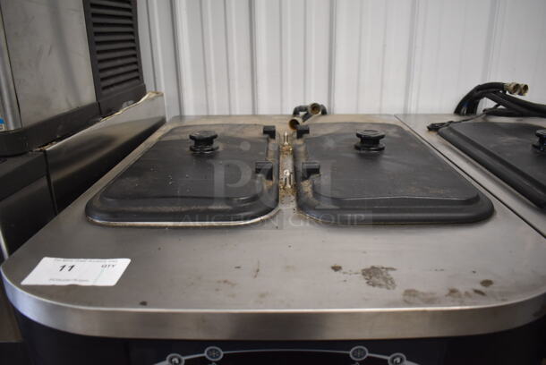 Taylor C713-33 Stainless Steel Commercial Water Cooled Floor Style 2 Flavor w/ Twist Soft Serve Ice Cream Machine on Commercial Casters. 208-230 Volts, 3 Phase. 26x37x60 - Image 6 of 10