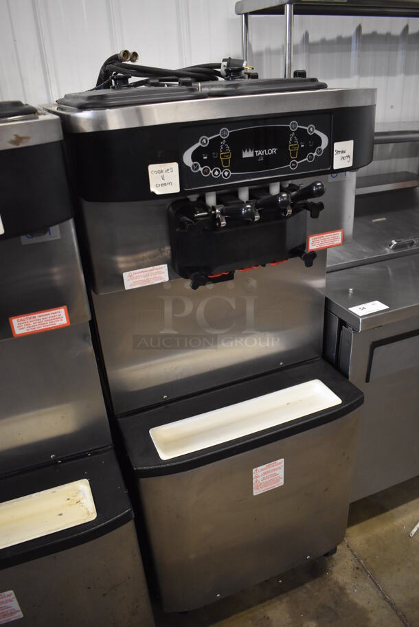 Taylor C713-33 Stainless Steel Commercial Water Cooled Floor Style 2 Flavor w/ Twist Soft Serve Ice Cream Machine on Commercial Casters. 208-230 Volts, 3 Phase. 26x37x60 - Image 3 of 11