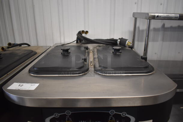 Taylor C713-33 Stainless Steel Commercial Water Cooled Floor Style 2 Flavor w/ Twist Soft Serve Ice Cream Machine on Commercial Casters. 208-230 Volts, 3 Phase. 26x37x60 - Image 11 of 11