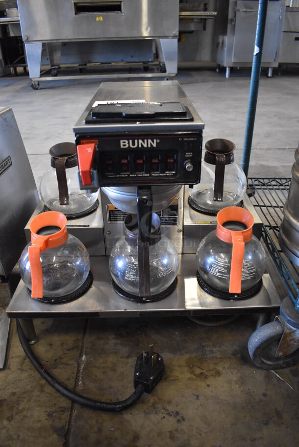 Bunn C Series Stainless Steel Commercial Countertop 5 Burner Coffee Machine w/ Hot Water Dispenser, Metal Brew Basket and 5 Coffee Pots. 208 Volts, 1 Phase. 24x18x21