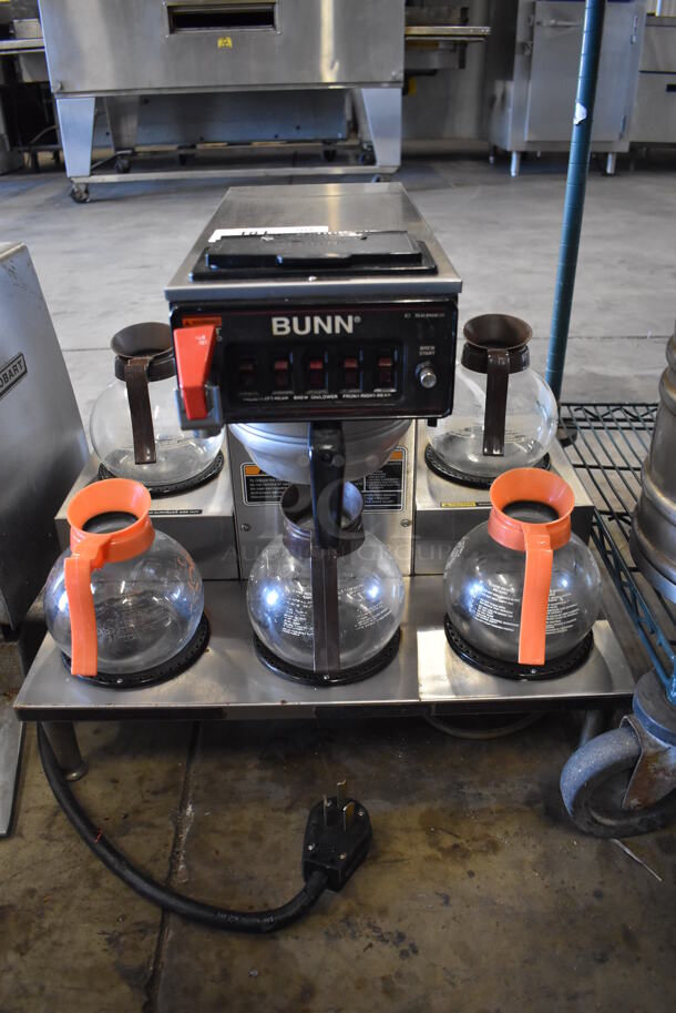 Bunn C Series Stainless Steel Commercial Countertop 5 Burner Coffee Machine w/ Hot Water Dispenser, Metal Brew Basket and 5 Coffee Pots. 208 Volts, 1 Phase. 24x18x21 - Image 1 of 7