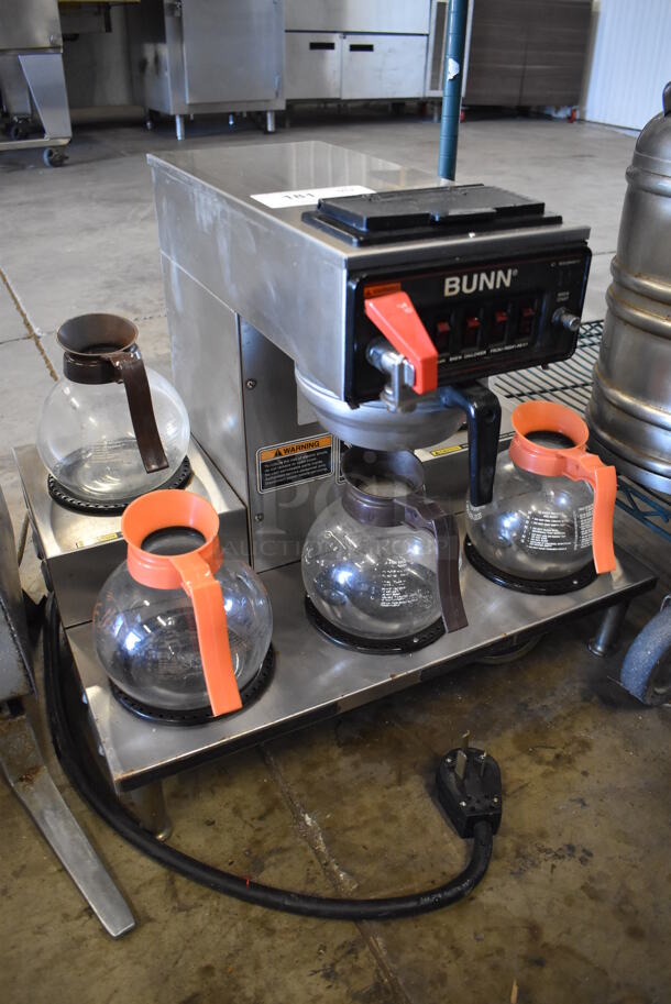 Bunn C Series Stainless Steel Commercial Countertop 5 Burner Coffee Machine w/ Hot Water Dispenser, Metal Brew Basket and 5 Coffee Pots. 208 Volts, 1 Phase. 24x18x21 - Image 3 of 7