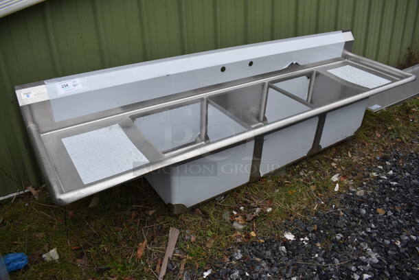 BRAND NEW SCRATCH AND DENT! Steelton 522CS31818LR 18-Gauge Stainless Steel 3 Compartment Commercial Sink. 90x24x26 - Image 1 of 6