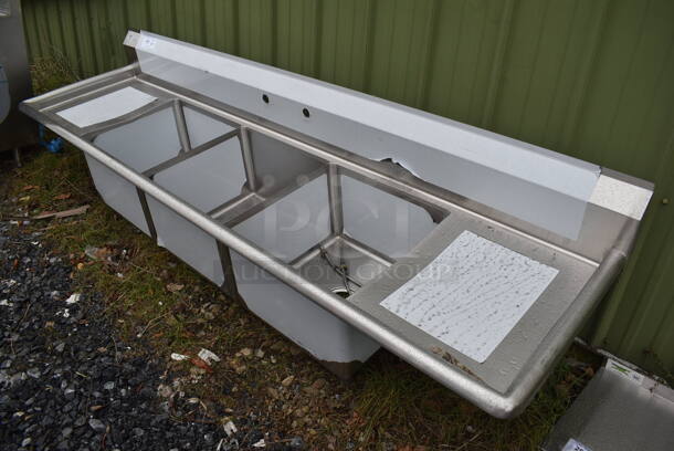 BRAND NEW SCRATCH AND DENT! Steelton 522CS31818LR 18-Gauge Stainless Steel 3 Compartment Commercial Sink. 90x24x26 - Image 6 of 6