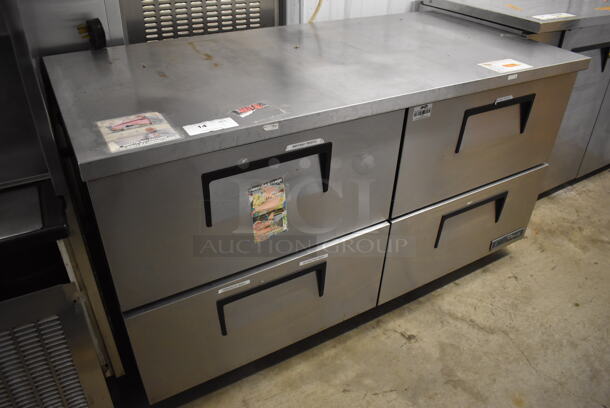 2017 True TUC-60D-4-HC Stainless Steel Commercial 4 Drawer Undercounter Cooler on Commercial Casters. 115 Volts, 1 Phase. 60.5x30x34. Tested and Working!