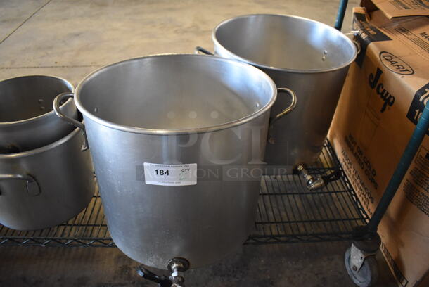 2 Metal Stock Pots w/ Spigots. 23x23x15.5. 2 Times Your Bid!