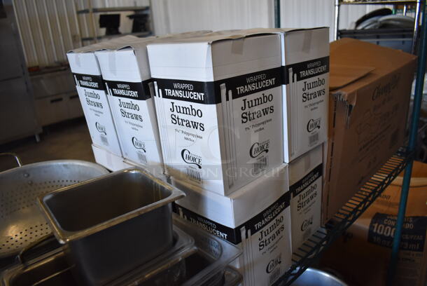 ALL ONE MONEY! Tier Lot of Various Items Including 12 Boxes of Straws, To Go Containers, Stainless Steel Drop In Bins and Colander - Image 5 of 7