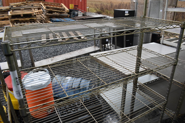 Chrome Finish 4 Tier Wire Shelving Unit. BUYER MUST DISMANTLE. PCI CANNOT DISMANTLE FOR SHIPPING. PLEASE CONSIDER FREIGHT CHARGES.
35.5x13.5x54 - Image 3 of 3