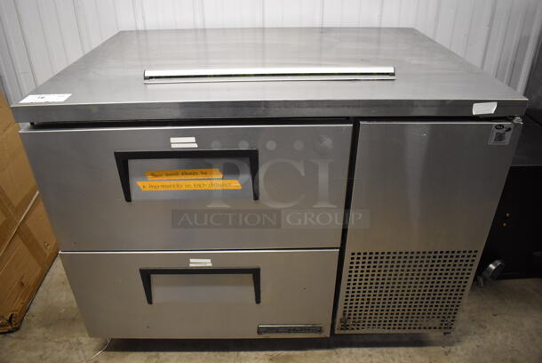 2017 True TUC-44D-2 Stainless Steel Commercial 2 Drawer Undercounter Cooler on Commercial Casters. 115 Volts, 1 Phase. 44.5x32.5x33. Tested and Powers On But Does Not Get Cold