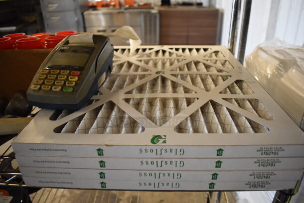 ALL ONE MONEY! Tier Lot of Various Items Including Poly Bus Bins, Filters, Utensils and Credit Card Reader - Image 2 of 5