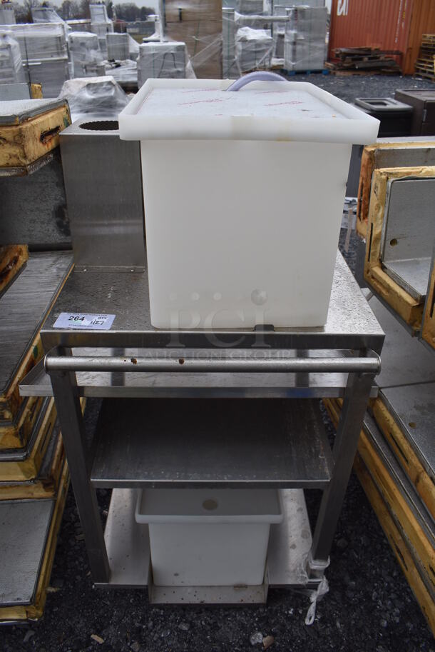 Stainless Steel Commercial Portable Cart w/ Poly Bins on Commercial Casters. 29x28x51 - Image 1 of 5