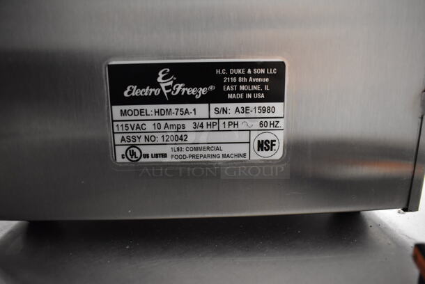 Electro Freeze HDM-75A-1 Stainless Steel Commercial Countertop Arctic Swirl Blender Drink Mixing Machine. 115 Volts, 1 Phase. 9x12x26. Tested and Working! - Image 5 of 6