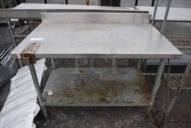 Stainless Steel Table w/ Back Splash, Under Shelf and Commercial Can Opener Mount. 48x30x40