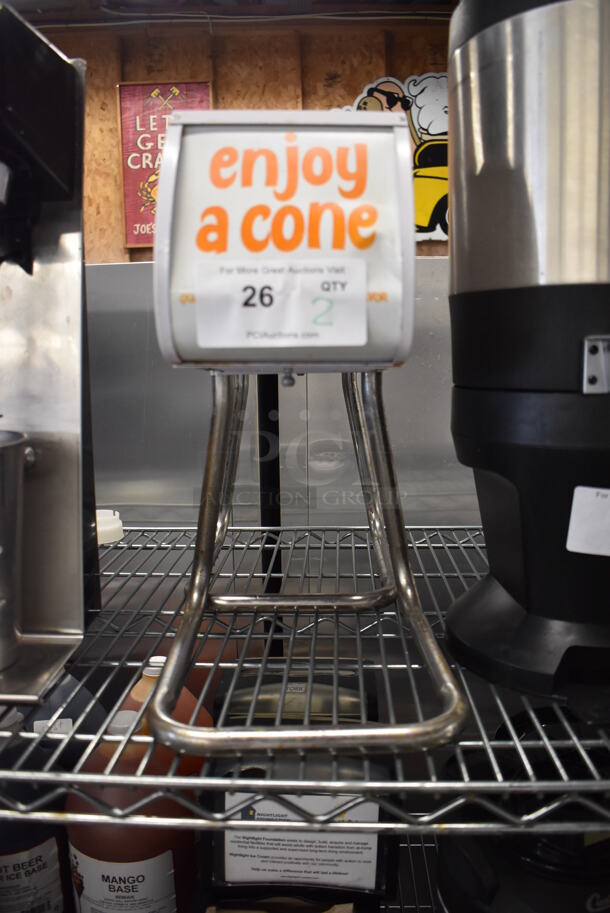 2 Metal and Poly Countertop Cone Dispensers. 9x12x16. 2 Times Your Bid! - Image 1 of 4