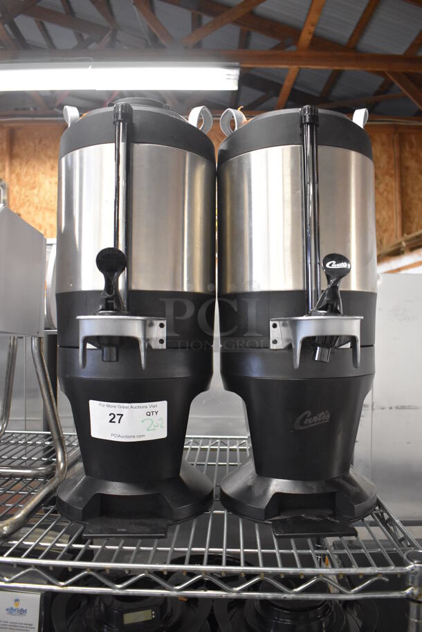 2 Curtis TXSG1501S600 Stainless Steel Hot Drink Satellite Beverage Holder Dispenser on Bases. 9x15x22. 2 Times Your Bid!