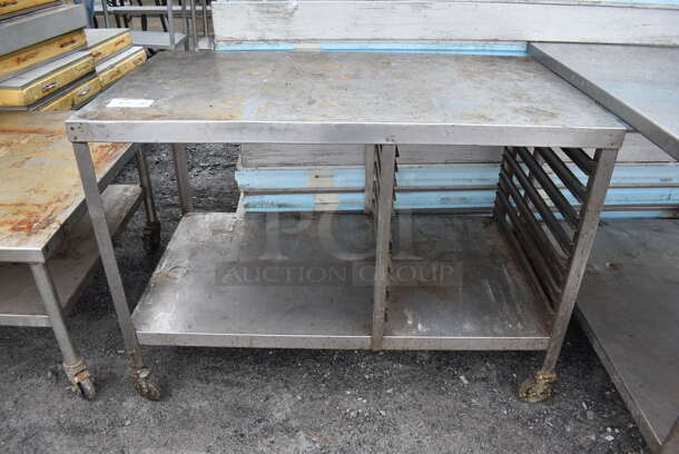 Stainless Steel Table w/ Pan Rack and Under Shelf on Commercial Casters. 48x27x34 - Image 1 of 4