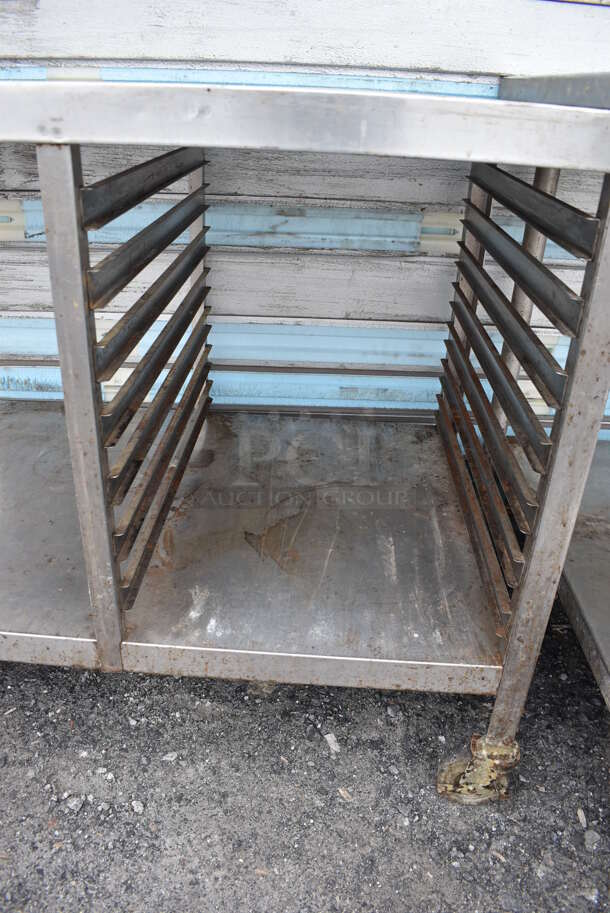Stainless Steel Table w/ Pan Rack and Under Shelf on Commercial Casters. 48x27x34 - Image 3 of 4