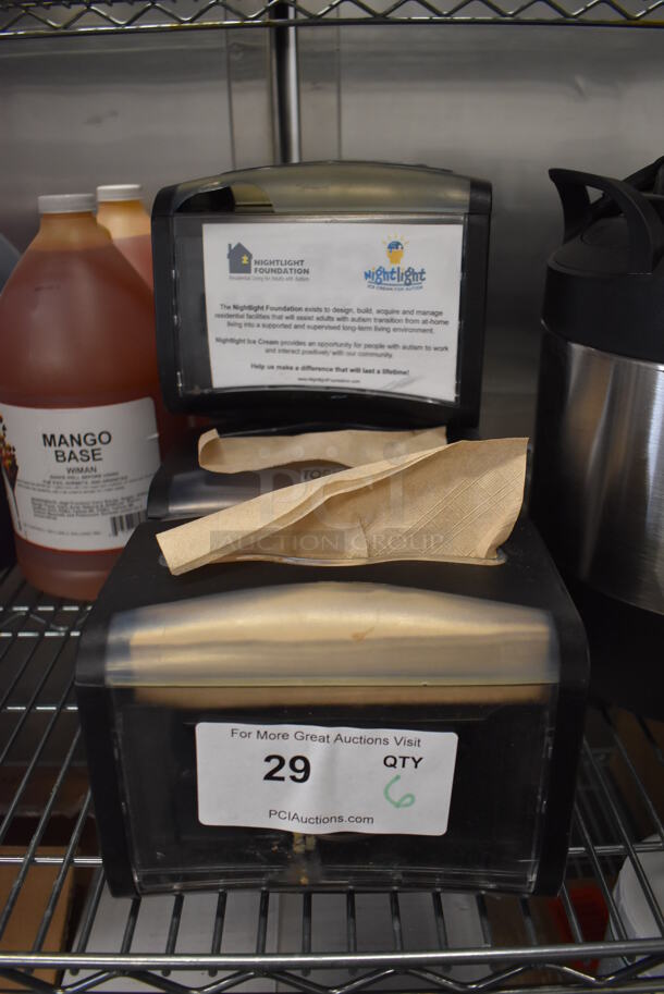 6 Tork Xpressnap Clear and Black Poly Countertop Napkin Dispensers. 8x6x6. 6 Times Your Bid! - Image 1 of 5