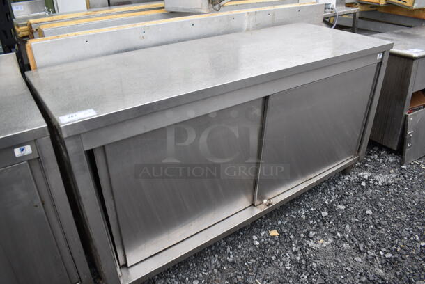 Stainless Steel Counter w/ 2 Doors. 71x28x37 - Image 1 of 4