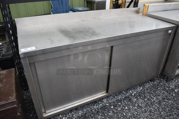 Stainless Steel Counter w/ Back Splash and 2 Doors. 71x28x41 - Image 1 of 4
