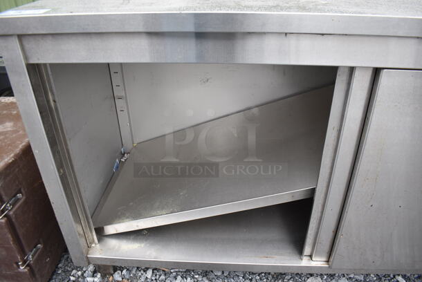 Stainless Steel Counter w/ Back Splash and 2 Doors. 71x28x41 - Image 3 of 4