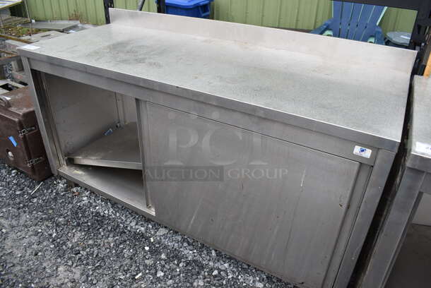 Stainless Steel Counter w/ Back Splash and 2 Doors. 71x28x41 - Image 4 of 4