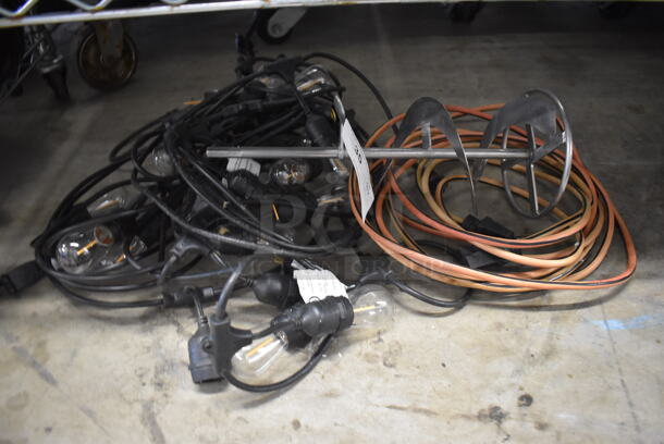 ALL ONE MONEY! Lot of Various Items Including Lights, Extension Cord and Metal Piece