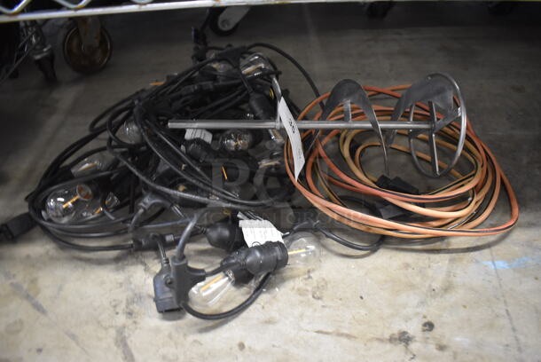 ALL ONE MONEY! Lot of Various Items Including Lights, Extension Cord and Metal Piece - Image 1 of 3