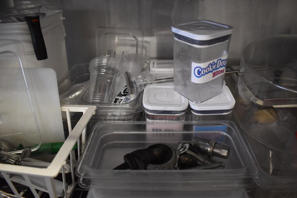 ALL ONE MONEY! Tier Lot of Various Items Including Poly Containers, Metal Dispenser and Utensils - Image 3 of 6