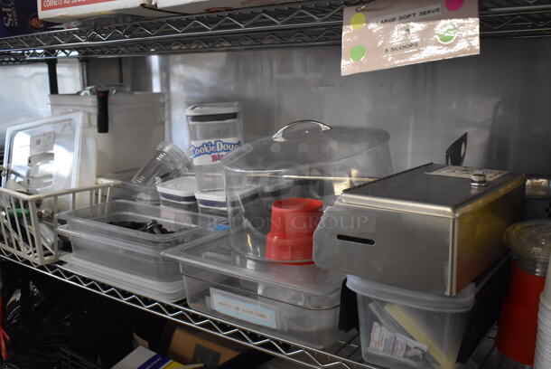 ALL ONE MONEY! Tier Lot of Various Items Including Poly Containers, Metal Dispenser and Utensils - Image 5 of 6