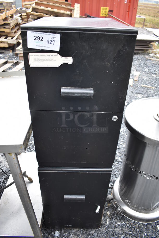 Black Metal 4 Drawer Filing Cabinet. 14.5x18.5x49.5