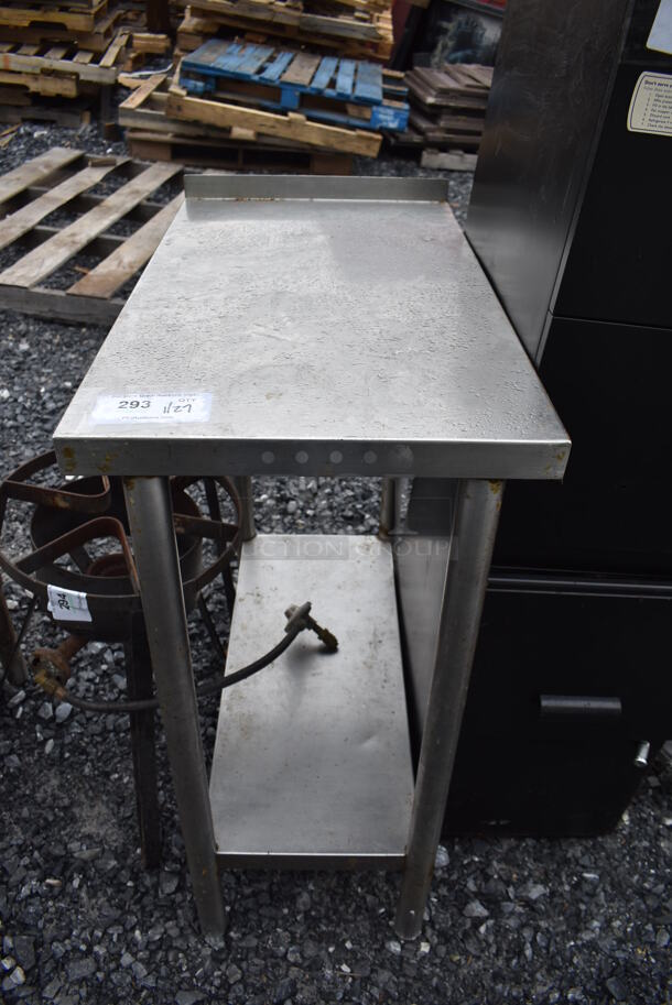 Stainless Steel Commercial Table w/ Back Splash and Under Shelf. 17x30x36
